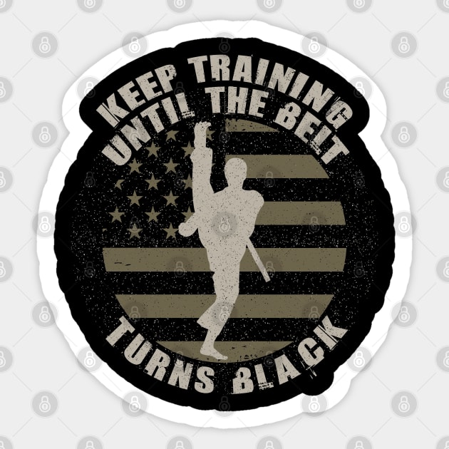 Keep Training Until the Belt Turns Black retro vintage Sticker by Tesszero